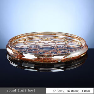37.8cm amber hollow flat Home Decoration Wedding crystal glass Candy Storage Container Glass Candy fruit bowl - Product Image 1