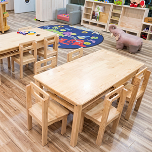 Ensemble table et chaises en bois écologiques pour maternelle, école maternelle, garderie, mobilier d'angle d'apprentissage, salle de classe, rangement - Product Image 1