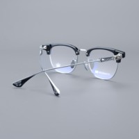 Gafas Unisex de Titanio Dorado con Media Montura Ovalada, Ligeras y Duraderas, Diseño sin Montura, Lentes Graduadas, Corrección Óptica para Miopía