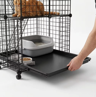 Cage pour chat pliable carrée de luxe écologique en fil de fer, style antique classique, enclos pour animaux de compagnie pour petits animaux, fermeture moderne à boutons
