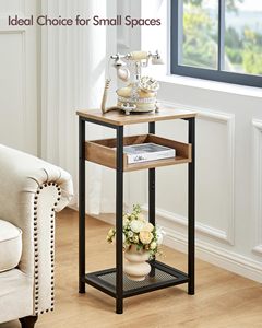 30-Inch Tall <strong>Rustic</strong> Wooden Side <strong>Table</strong> for Bedroom Small <strong>Bedside</strong> or Entryway Furniture Home Use - Product Image 6