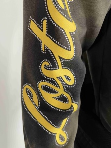 Özel Jwide bacak alevlendi Baggy yığılmış asit yıkanmış <span class=keywords><strong>Sweatpants</strong></span> sıkıntılı çift kemer Rhinestone ter pantolon pantolon erkekler için - Product Image 4