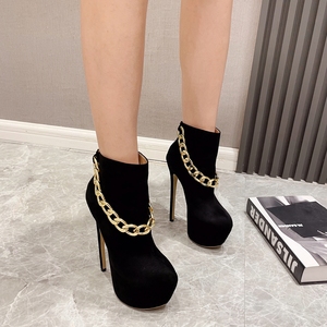 Bottines courtes sexy à talons hauts pour femmes, style pole dance, avec strass, fermeture éclair, bout pointu, très courtes - Product Image 5