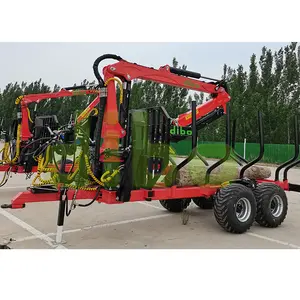 CE certification Farm hydraulic forestry machinery Wood gasoline pump log trailer 4*4 PTO ATV grapple timber cranes for tractor