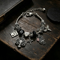 Bracelet Fanhua Jewelry, best-seller TikTok, en acier inoxydable plaqué or, étanche, avec motifs Corbeau, Rose, Pique et Boule 8
