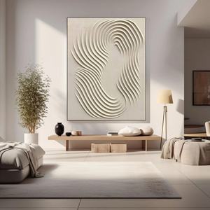 Art mural neutre moderne Wabi Sabi Beige, peinture abstraite verticale moderne sur toile, peinte à la main pour la maison et la galerie - Product Image 3