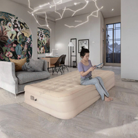 Matelas de lit gonflable souple double OEM avec tête de lit et dos à trois couches pour meubles de maison