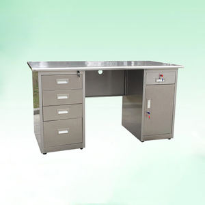 Bureau en acier Bureau d'ordinateur de bureau Tiroir en fer avec serrure Bureau de médecin finance table de travail en acier inoxydable - Product Image 2