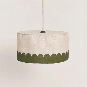 Lustre suspendu rond en lin, style minimaliste moderne, pour la maison, salle à manger, salon, chambre d'enfant - Product Image 1