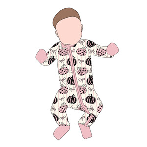 Piyama Bayi Bambu Motif Pink Halloween Merek Terkenal Custom Romper Bayi Bambu Lembut dengan Ritsleting untuk Anak Laki-laki dan Perempuan Grosir - Product Image 2