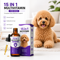 Gouttes liquides multivitaminées pour chiens 15-en-1 pour la santé immunitaire et cardiaque, complément vitaminique pour animaux à absorption élevée, 60 ml pour le bien-être quotidien