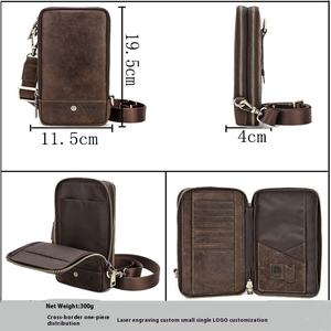 Sac à bandoulière en cuir véritable pour hommes à la mode Crazy Horse en peau de vache sac de taille pour téléphone portable transfrontalier - Product Image 5