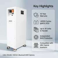 Batterie solaire lithium-ion 51,2 V 300 Ah 14,33 kWh LiFePO4 noire, système de stockage d'énergie tout-en-un résidentiel, connexion au réseau hybride
