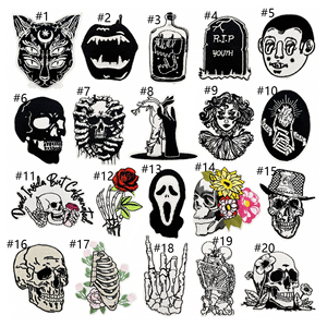 Parches Bordados de Estilo Punk Vintage con Diseño de Muerte y Calavera, para Aplicar con Plancha - Product Image 2