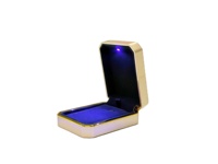 Boîte à bijoux LED prête à la vente, boîte à pendentif LED octogonale dorée, boîte à collier LED, logo personnalisé disponible
