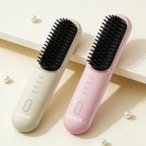 0728 Professional 4-speed Straightening <b>Comb</b> Wireless Portable Hair Brush Aluminum Heating Body <b>Hot</b> for All Types - Product Image 4