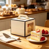 Boîte d'emballage personnalisée pour gâteau Tiramisu, en carton Lovry carré, haut de gamme, biodégradable, avec fenêtre et poignée, pour anniversaire, mariage, fête