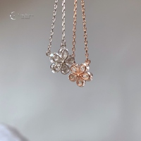 S925 Sterling Silber Roségold Plattiert Zirkon Blumen-Anhänger Halskette für Frauen Einfache Schlüsselbein-Kette Schmuck