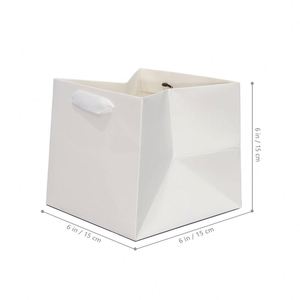 Durable Recyclable Kraft Paper Square Shopping Bags Flexographic Printed <b>Ribbon</b> Handles for Sushi Chocolate Gift Promotion Fast - Product Image 2