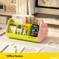 Organisateur de bureau multi-compartiments intelligent en plastique pour stylos et petits objets de papeterie