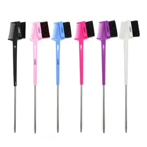 Gloway Hair Style Multi-Color 3 Side Pintail Brush Private Label Gold Pink Custom Edge Hair Control Brush 3 In 1 Edge Comb Brush