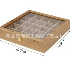 Bamboo Essential Oil <b>Box</b> With Glass Lid 36 Grids <b>Lockable</b> Storage For Personal Care Rectangle Shape Customizable Size - Product Image 4