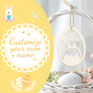Cá nhân hoá gỗ tự nhiên phục sinh DIY Craft Thẻ Mặt dây chuyền trứng Bunny hình treo đồ trang trí - Product Image 4