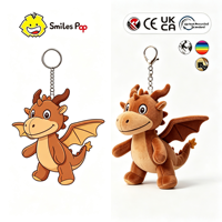 Fabricant OEM ODM CE CPC, jouet en peluche miniature personnalisé de la série animale (dinosaure, dragon de feu), conception d'échantillon, porte-clés en peluche personnalisé