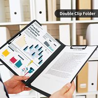 360 ° Porte-documents avec pince double à profil bas en plastique pour enseignants et étudiants, fournitures de bureau