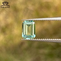 EMEJEWE Pierre précieuse rectangulaire de type émeraude Paraiba créée en laboratoire avec jeu de couleurs, pierre libre pour bijoux personnalisés