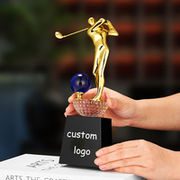 Nuevo diseño personalizado de gama alta Crystal Golf Award y trofeos Metal Gold Sport Trophy Cup