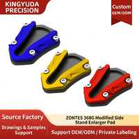 Support d'extension de béquille latérale en aluminium CNC pour Zontes 368G, support de béquille plus large anodisé OEM