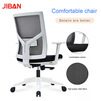 Chaise en maille à cadre blanc, sans appui-tête, accoudoirs fixes, inclinaison manuelle, pivotante, ergonomique, pour bureau, vente en gros