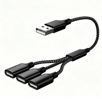 Hub USB 2.0 à 3 ports avec sortie CC, protection OTP, ultra-plat et compact, adaptateur multi-splitter OTG pour ordinateur portable PC, logo OEM personnalisé, ABS