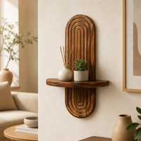 Étagère flottante ovale en bois massif rainuré, moderne, murale, multifonctionnelle, pour la cuisine, la salle de bain, la décoration de la maison