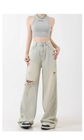 Jean taille haute à jambe large pour femme – Nouvelle collection automne 2025 – Pantalon en denim décontracté, respirant, coupe ample et amincissante, style streetwear