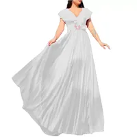 Robe longue élégante pour femme grande taille, col en V, couleur unie, coupe moderne, en polyester, bordeaux, blanc, jaune, pour le bureau et les fêtes, vente en gros