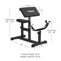 Banc de musculation réglable Preacher Curl Station, cadre en acier inoxydable, charge maximale de 250 lb, multifonctionnel pour abdominaux et salle de sport