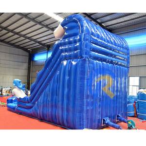 Glissière d'eau gonflable à Double voie de requin toboggan sautant Combo videur PVC irisé Utilisation commerciale et résidentielle - Product Image 5