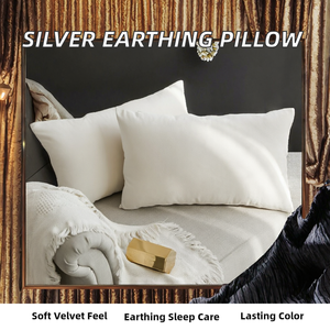 Funda de Almohada Rectangular de Terciopelo Moderna con Conexión a Tierra, 10% Algodón Plateado, para un Sueño Saludable, con Cable de Conexión a Tierra - Product Image 2