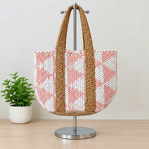 Bolsas de mano grandes de yute trenzado y algodón Chindi, reutilizables, ideales para la playa, compras y supermercado, perfectas para chicas. - Product Image 1