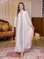Nouvelle robe longue arabe élégante pour femmes musulmanes adultes du Moyen-Orient, en polyester brodé, style Dubaï, col en V, manches régulières
