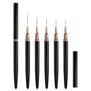 Lot de 5 pinceaux de nail art pour gel UV, <span class=keywords><strong>kit</strong></span> de pinceaux pour <span class=keywords><strong>manucure</strong></span> française, lignes, peinture, dessin, fleurs, outil professionnel de <span class=keywords><strong>manucure</strong></span> - Product Image 6
