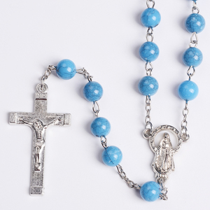 Classic Christian Jewelry Turquoise High Quality Christening Baptismal Alloy Bead Chain Necklace for Prayer Catholic Rosary - Product Image 1