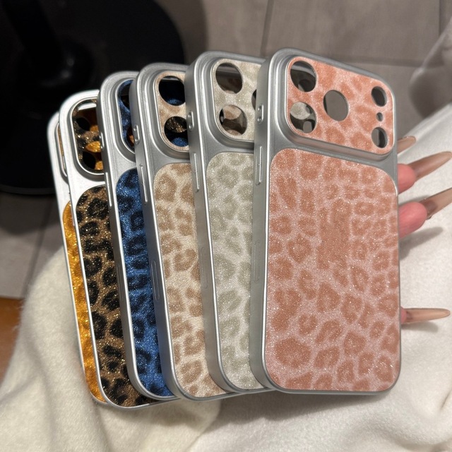 New Glitter Leopard Print Mobile Phone case for iphone 17 Promax 15 12 Shell Coque Shockproof Sheepskin Back Cover Funda Factory