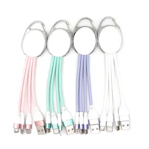 Phone Charger Cable Usb Portable Promotion Gift 3 In 1 Fast Charging Keychain Micro Usb Cable Type C For IPhone 12 For Android Phone Charger