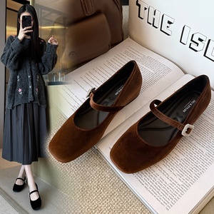 039-8 <span class=keywords><strong>Scarpe</strong></span> Mary Jane Vintage in <span class=keywords><strong>Velluto</strong></span> per <span class=keywords><strong>Donna</strong></span>, Stile Balletto, Casual, Taglie Grandi 35-45, Fibbia con Strass, Rialzo Interno - Product Image 3