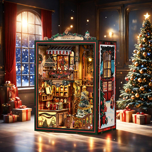 Nouveau Style Éducatif Mini Book Nook Kit de Maison Miniature <span class=keywords><strong>en</strong></span> <span class=keywords><strong>Bois</strong></span> à Monter Soi-Même pour la Décoration de Noël - Product Image 4