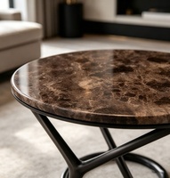 Table d'appoint en bronze noir italien, table d'angle moderne de luxe avec plateau en marbre, meuble durable pour salon, décoration intérieure, table d'appoint décorative