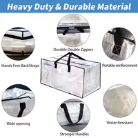 Sac de transport tissé en PP pliable, grand format, transparent, lot de 6, fourni par l'usine